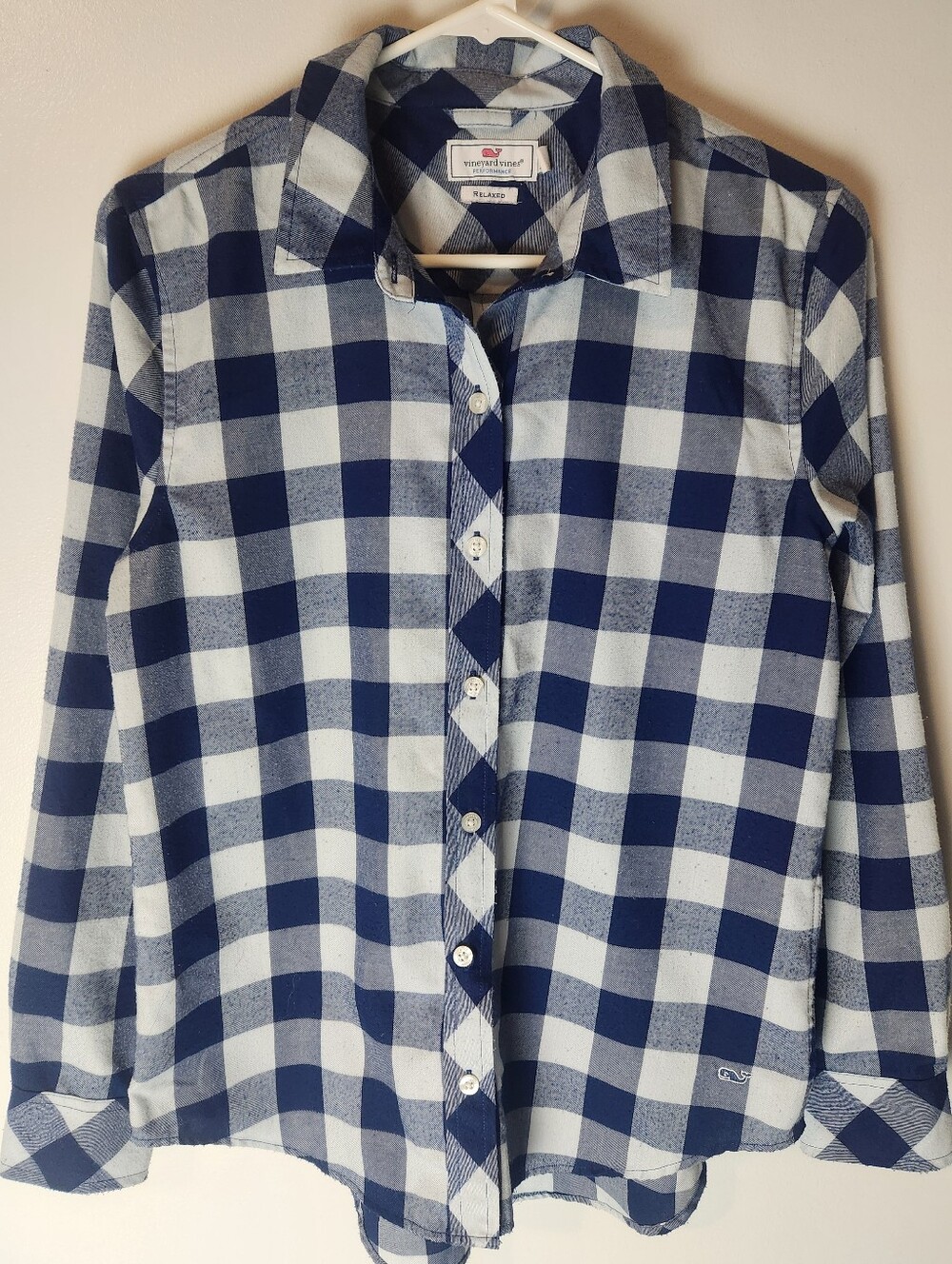 Vineyard Vines  Navy and Light Blue Check Button-Down Shirt